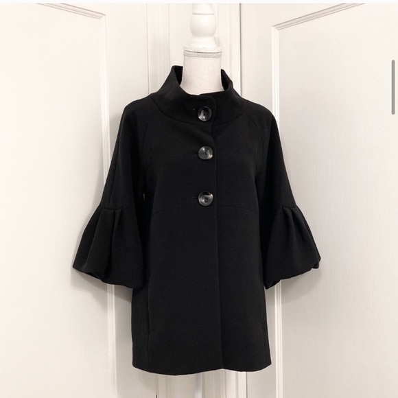 Kensie Black Bell Sleeved Coat - Picture 1 of 13